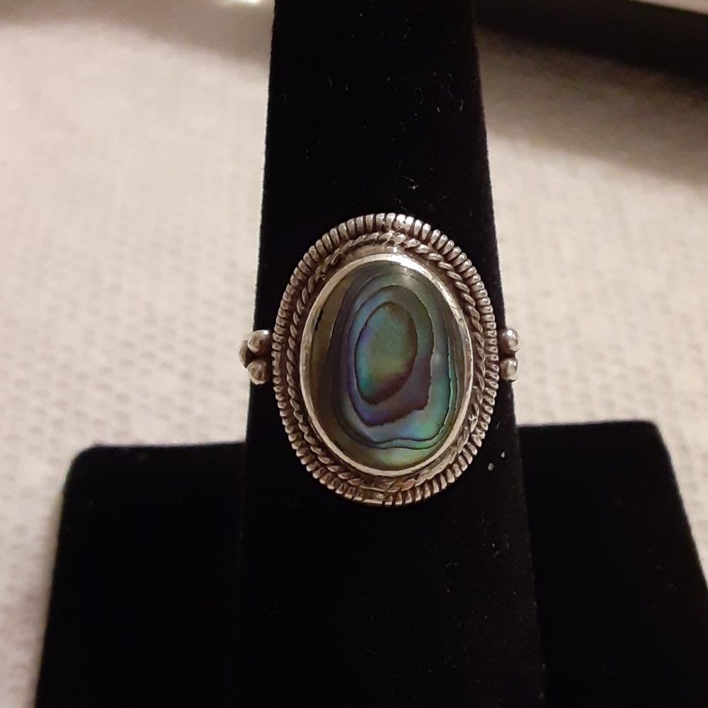 925 Silver Abalone Shell Ring